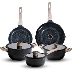 Jexnovashop-Goldmann Lot De 9 Casseroles De Qualit&eacute; Sup&eacute;rieure - En Fonte D'aluminium Avec Rev&ecirc;tement Antiadh&eacute;sif En C&eacute;ramique - Compatible Avec L'induction, Tous Types De Plaques De Cuisson, Avec Co - Neuf