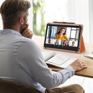 Coque Universel Pour Tablette Androiod De 10,1 Pouces Avec Boucle Pour Stylet, Coque L&eacute;ger Et Pliable Avec Main Pour Toutes Les Tablettes &Agrave; &Eacute;cran Tactile De 9,6 &Agrave; 11 Pouces, Orange - Neuf