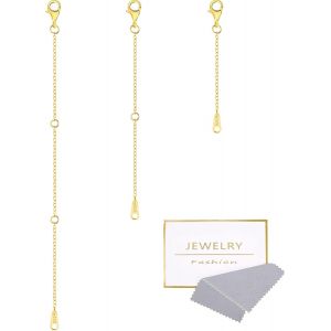 Kal-Rallonge Collier Or Lot De 3 Or Chaîne D'extension Rallonges De Chaîne Argent Sterling 925 Rallonge Bracelet Or Pour Fabrication Diy Bijoux Rallonge Pour Collier (2,5 Cm, 5 Cm, 7,5 Cm) - Neuf