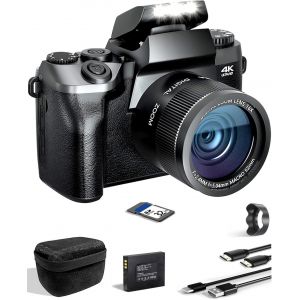 LETNERNY-Appareil Photo Numérique 4K Wifi Avec Écran Tactile 4.0"", Appareil Photo Numerique 64Mp Digital Camera Vlog Avec Autofocus, Zoom 16X, Carte 32G, Batterie 3000Mah Et Sacoche Pour Débutants - Neuf