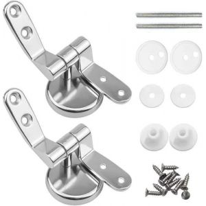 Attaches Charnière Abattant WC, Lot de 2 Charnières de Rechange pour Lunette de Toilette avec Fixations en Alliage de Zinc - Neuf