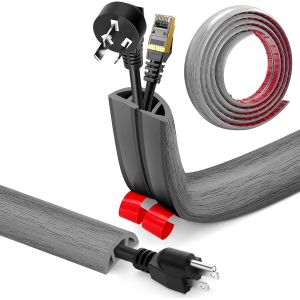 TIANYI-Passe Cable Sol Adhesif, Cache Cable Sol, Flexible PVC Goulotte Passe Cable Sol Protege Cable Sol Passage de Cable au Sol pour Tous Les Câbles, Résidentiel, Bureaux Plus(Grain de Bois B, 3cm x - Neuf