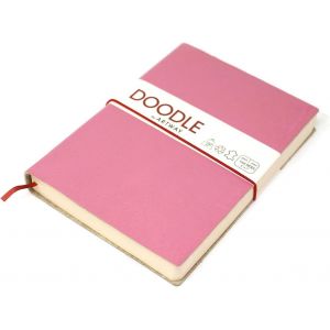 Chenquansarl-Indigo Doodle - Journal/Carnet De Croquis En Cuir Rose Bonbon - 175mm X 125mm - 164 C&ocirc;t&eacute;s/82 Pages De Papier Cartouche 150gsm - Neuf