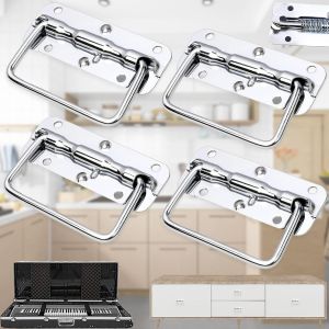 lbgwp60-4Pièces Poignée De Boîte, Poignée Pliante Métal, Poignée De Boîte Noire, Poignée De Boîte À Ressort, Poignée De Remplacement Pour Boîte À Outils Ou Boîte De Rangement - Neuf