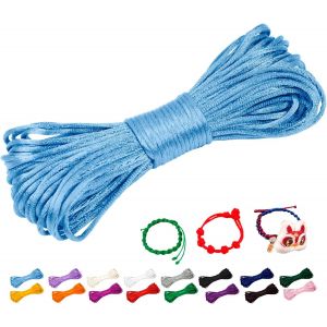 SJZG-1,5Mm Fil Nylon Pour Bracelet, 20M Fil Bracelet Cordon Satin Cordon Bracelet Coulissant Color&eacute; Ficelle Collier Pour Pendentif, Perles, Creation Bijoux, Diy Artisanat (Bleu Clair) - Neuf