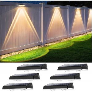 Applique Murale Ext&eacute;rieur Solaire &Eacute;tanche Ip67, 6 Unit&eacute; Lumiere Solaire Exterieur Blanc Avec 3 Modes Lampe Solaire Exterieur Puissante Pour Cour, Jardin Et Cl&ocirc;ture - Neuf