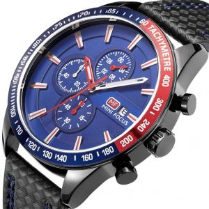 Mini Focus Hommes Chronographe Sports &Eacute;tanche Analogique Quartz Multifonction Montre-Bracelet (Bleu + Noir) - Neuf