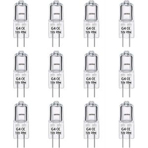 Paquet De 12 Ampoules Halognes G4 12v 20w, Intensité Variable, Blanc Chaud 2700k, 280lm, Lampe Halogène Basse Tension G4, Capsule Transparente, Pour Lustre, Placards, Plafonniers[Amp742360] - Neuf