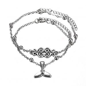 Lot De 2 Chaines De Cheville En Alliage Pour Femme, Pendentif En Forme De Queue De Poisson, Style Totem, Tendance - Neuf