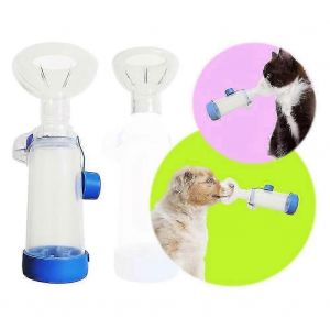 Entretoise d'inhalateur avec 2 masques pour animaux de compagnie Chat et petit chien Entretoise d'inhalateur pour ,avec silicone de forme ronde - Neuf