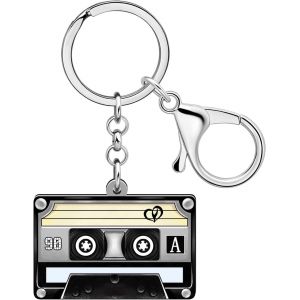 Kal-Acrylique Créatif 80s 90s Cassettes À Bande Porte-Clés Pour Femmes Filles Amateurs De Musique Bijoux Pour Clés De Voiture Charms - Neuf