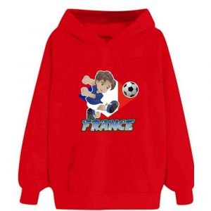 Sweat &Agrave; Capuche Enfant D'un Footballeur Rouge (Taille 5/6 Ans,Couleur Rouge) - Neuf