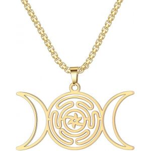 Kal-Collier De La Roue De La Déesse Hécate Collier Pendentif Strophalos Collier Symbole Hécate Collier En Acier Inoxydable Amulette Païenne Wicca Bijoux - Neuf