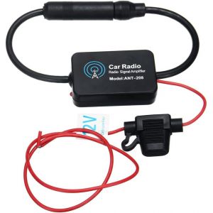Amplificateur de signal radio universel noir 12 V pour antenne de voiture - Neuf