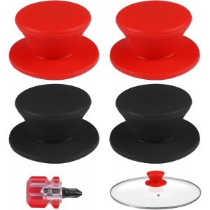 Kalanka-4pcs Boutons De Couvercle De Pot En Silicone,Poign&eacute;e De Couvercle Universelle, Couvercle De Poign&eacute;es De Casseroles De Rechange Anti-Br&ucirc;lure,Bouchons Poign&eacute;es De Rechange Avec Vis, Pour Po&ecirc;le, - Neuf