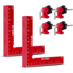 Serre Joint Angle à 90 Degrés, Lot de 2 Équerres de Positionnement de type L, 140mm x 140mm Serre Joint Menuisier en Aluminium, Pour Les Armoires, Le Cadre Photo, Les Tiroirs, Boîte - Neuf