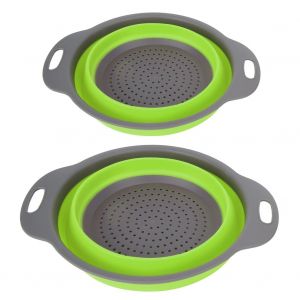 Hjlian Lot De 2 Passoires Pliables Pour Fruits Et Legumes, Panier Filtrant, Fournitures De Cuisine, Vert - Neuf