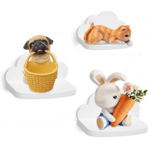 Cauc-Étagères Murales Lot De 3 Pour Salon Chambre Bureau Salle De Bains Ou Cuisine Des Nuages,Blanche - Neuf