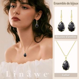Linawe Ensemble De Bijoux, Bijoux De Mari&eacute;e, Bijoux De Mariage, Bijoux De Mari&eacute;e, Boucles D'oreilles Suspendues Et Pendentifs, Collier Pour Femmes, Disponible En Argent, Or Et Or Rose - Neuf