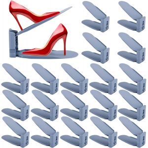 SUBZONAL-20PCS Support &agrave; Chaussures R&eacute;glables,Organisateur Chaussures Antid&eacute;rapant,Rangement Chaussure R&eacute;glable &agrave; 3 Niveaux,Support Chaussure pour Stockage et Affichage Les Talons Hauts,Sport,Tongs - Neuf