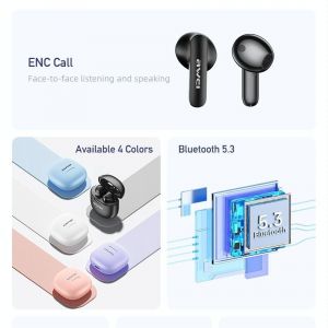 Ecouteurs Bluetooth Sans Fil Réduction De Bruit Pour Gamer Version 5.3 Violet Blanc YONIS - Neuf