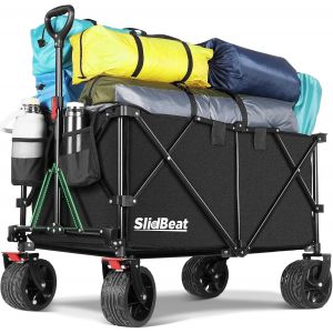 CHECARZHN--NO1-Chariot Tout Terrain Pliable - 226Kg Capacité 300L, Roues Xxl 18Cm, Chariot Plage Avec Freins, Structure Triangulaire Renforcée, Toile 600D Imperméable - Pour Plage, Camping, Peche, Tr - Neuf