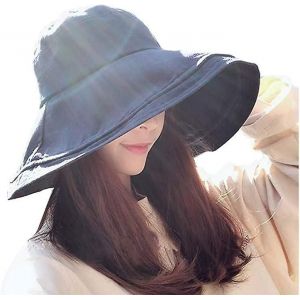 Chapeau De Plage Pour Femmes &Eacute;t&eacute; Pliable Large Bord Souple Chapeau Plage Chapeau Seau Chapeau De Jardin Spf Upf50,Navy Bl - Neuf