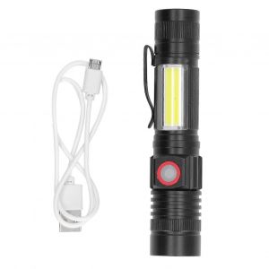 Lampe de poche rechargeable USB, mini lampe de poche de travail magnétique portable, lampe torche de travail LED zoomable pour activités de plein air - Neuf