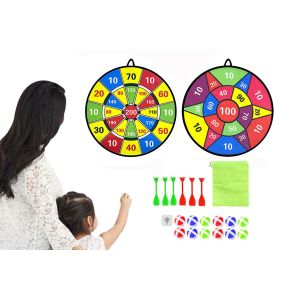 Cible de fl&eacute;chettes de 72 cm pour enfants avec 12 billes collantes et un design double face - Neuf