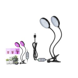 Lampe De Croissance Led Usb Pour Plantes D'int&eacute;rieur, Hydroponie, Double T&ecirc;te R&eacute;glable, 5 Niveaux De Luminosit&eacute;, 3 Modes D'&eacute;clairage - Neuf