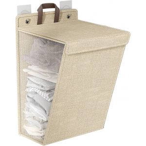 MEVRONISSHOP-Panier &agrave; linge suspendu mural Panier de v&ecirc;tements sales pliables pliable Organisateur de sauvegarde de grande capacit&eacute; pour le linge de dortoir de placard (Taille beige l) - Neuf