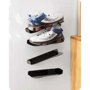 Kgabery-Porte Chaussures Mural,Etagères De Présentation De Chaussures Combinées De Manière Flexible,En Acrylique Range Chaussures Suspendu Pour 2 Paires De Chaussures (Noir) - Neuf