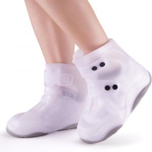 Couvre-Chaussures Imperméables Réutilisables (37-39, Blanc Court), Couvre-Chaussures De Pluie Moto, Pluie, Neige Et Boue - Neuf