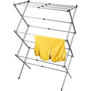 KGABERY-Gobi,Sechoir À Linge Telescopique,Etendoir Compact Extensible Pliant,10 Kg De Linge,Acier Chromé Inoxydable - Neuf