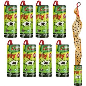 KALANKA-Lot de 8 rouleaux de piège à mouches en papier, piège à mouches à fruits, ruban adhésif pour l'intérieur et l'extérieur (8) - Neuf