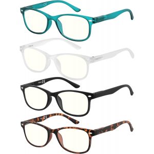 Lunettes De Lecture Monture Rectangulaire Élégante Anti-Rayons Bleus Lecteurs Charnières À Ressorts Set De 4 Léger Hommes Femmes - Neuf