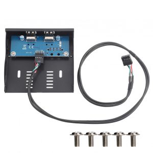 Panneau avant du lecteur de disquette 3,5 pouces USB 2.0 2 ports 9 broches en fil de cuivre etame - Neuf