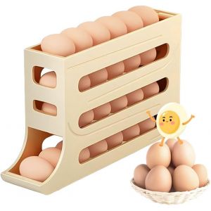 BHHBB-Rangement à ?ufs,Support à ?ufs,Rangement Oeuf Frigo Distributeur,Boite a oeufs,Distributeur D'?ufs Pour Réfrigérateur,Distributeur Oeufs,Organisateur d'oeufs,Porte ?ufs (Couleur beige) - Neuf