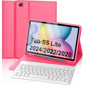 Clavier Pour Samsung Galaxy Tab S6 Lite 10.4'' 2024/2022/2020, Azerty Français Clavier Détachable Sans Fil Bluetooth Pour Galaxy Tab S6 Lite, Rouge[Z985] - Neuf