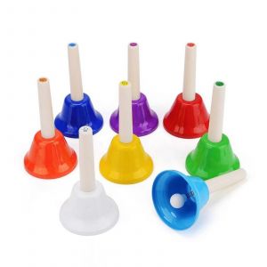 Clochettes &agrave; main color&eacute;es, instrument de musique Orff, cloches musicales pour enfants, jouets, fournitures de f&ecirc;te - Neuf