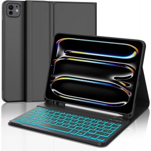 Clavier pour iPad Pro 11"" 2024 (M4), AZERTY Fran&ccedil;ais Clavier R&eacute;tro-&eacute;clair&eacute; Bluetooth Magn&eacute;tique D&eacute;tachable avec Fente pour Stylo pour iPad Pro 11"" A2836/ A2837/ A3006, Noir - Neuf