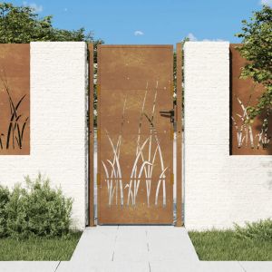Prolenta Premium - Portail De Jardin 100x200 Cm En Acier Corten Avec Motif Gazon - Neuf
