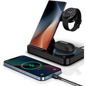 KALANKA-Station de charge inductive 4 en 1 pliable pour Samsung S24 S23 S22 Ultra S21 Z Flip 5 Z Fold 5 Note20 Galaxy Buds Chargeur sans fil pour Galaxy Watch 6/5 Pro/4/3/Active 2/1 - Neuf