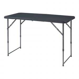 Table De Camping Pliante &Agrave; Hauteur R&eacute;glable 120 X 60 Cm Noir Effet Rotin Helloshop26 03_0010995 - Neuf