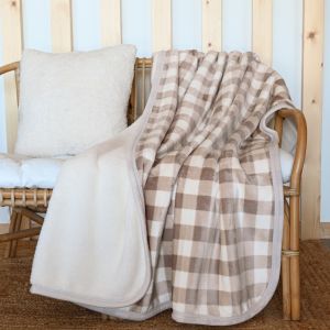 Jet&eacute; De Canap&eacute; Et Lit Motif Vichy En Polaire - Neuf