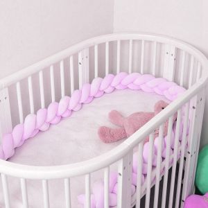 Hjlian Tour De Lit Tresse Pour Bebe De 1,5 M, Coussin Long Pour Chambre D'enfant, Noud Doux, Oreiller Serpent (Rose) - Neuf
