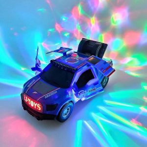Dancing Deformation Rotating Universal Police Car Electric Stunt Car With Lights Automatically Open the Door Boy Childrens Toys-camionnettes bleues - Neuf