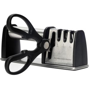 Teppd-Belle Vous Aiguiseur Couteau De Cuisine Professionnel 4 En 1 - Affuteur Couteau Manuel 4 Niveaux - Diamant, Tungstène, Céramique & Carbure Pour Couteaux & Ciseaux - Réparation/Polissage - Neuf