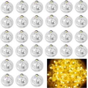 Jgd-Lot De 30 Ballons Led - Mini Lumi&egrave;res Blanches Chaudes - Ronds - Pour F&ecirc;tes D'anniversaire, Mariage, Halloween Et No&euml;l - Neuf