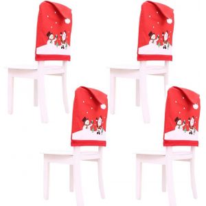 Housse De Chaise Noel,4 De Couverture De Chaise P&egrave;re No&euml;l Bonnet De Chaise No&euml;l De No&euml;l Pr&eacute;sident De Couverture Verser La D&eacute;coration De No&euml;l D&icirc;ner De F&ecirc;te-Chapeau De Chaise No&euml;l,50 X 60 Cm / 19.7 X - Neuf
